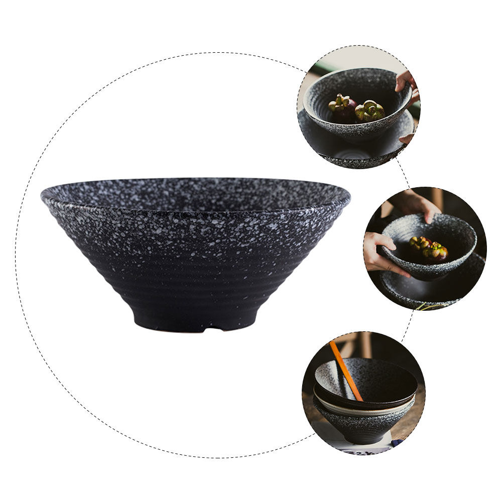Food In Japanese Snacks - 1Pcs Ceramic Ramen Bowl Black Creative