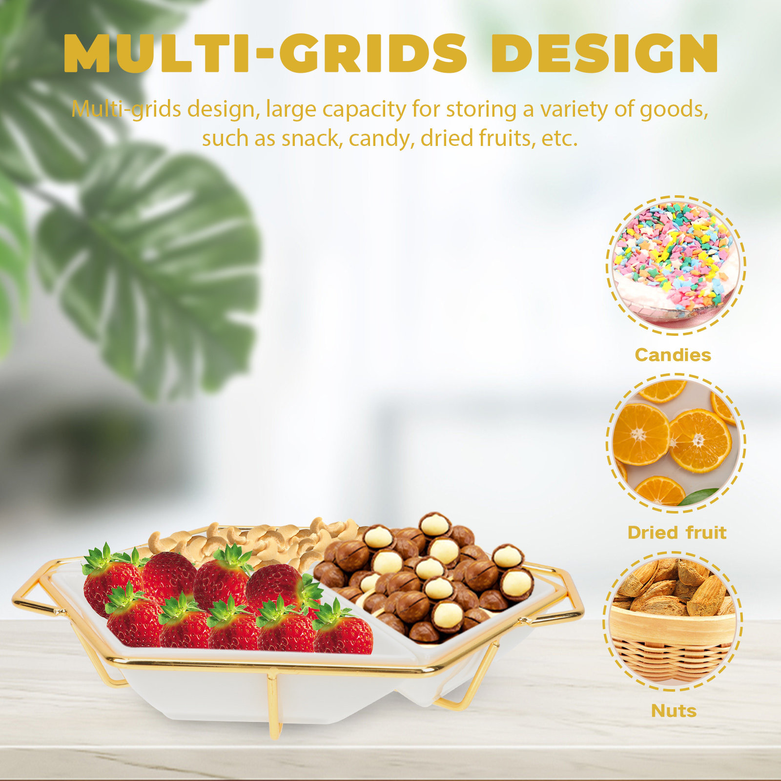 Food And Snacks For Picnic - 1Set Diamond Divided Snack Plate Creative