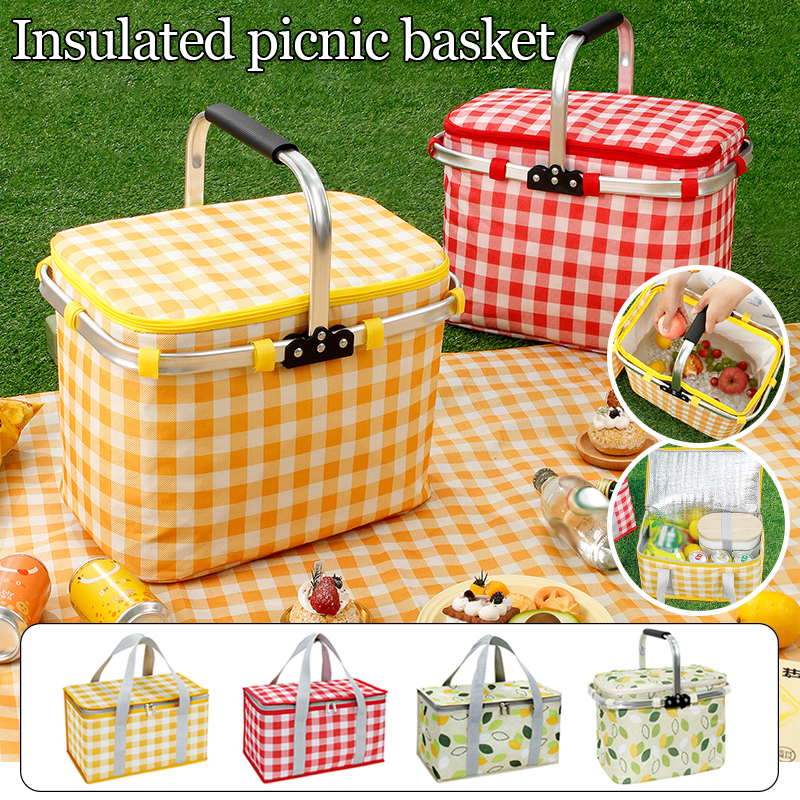 Food And Snacks For Picnic - Retro Pastoral Lunch Bag Folding Outdoor
