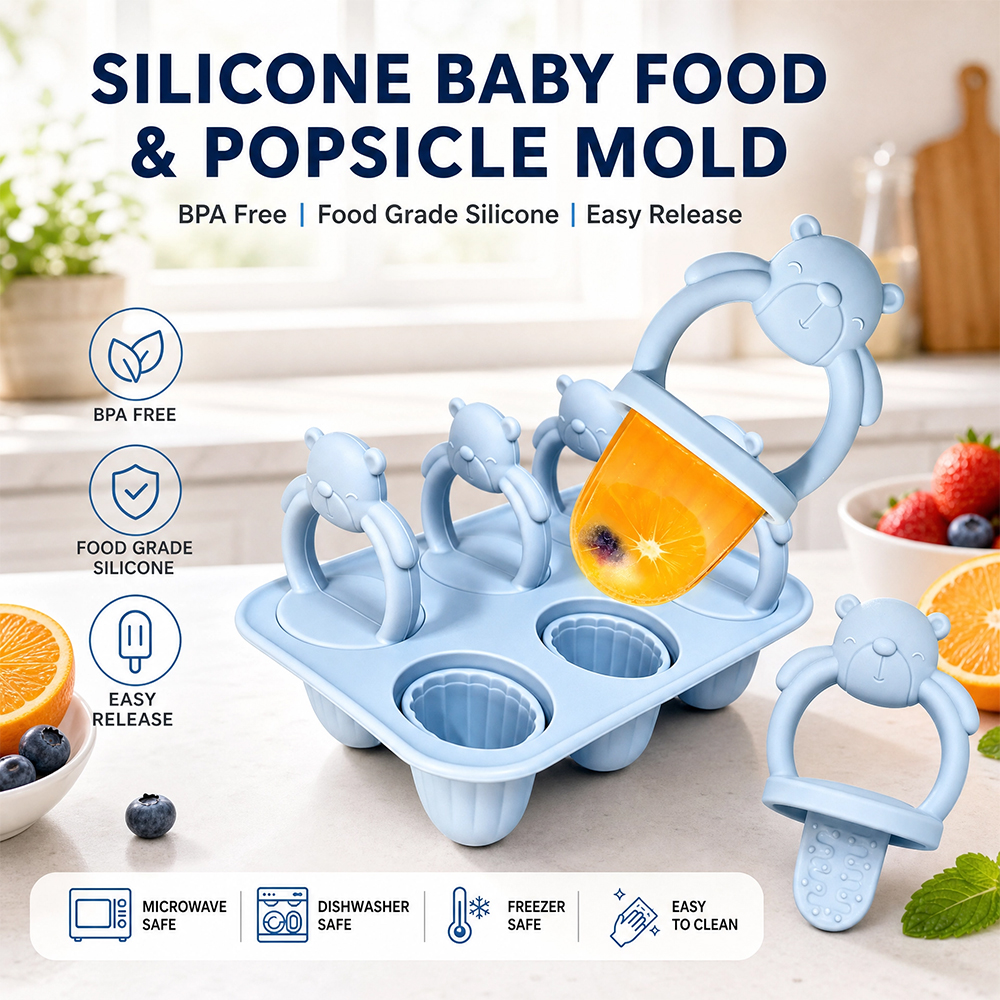 Food Snacks For 1 Year Old - 6-compartment silicone bear popsicle mold, homemade