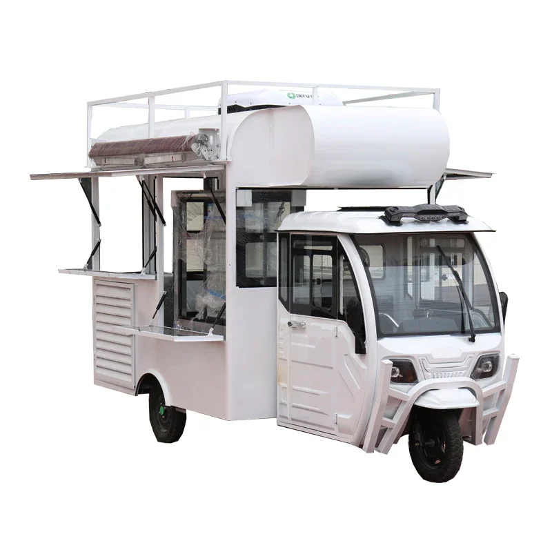 Fast Food With Snacks - Electric three wheeled snack cart, cart,