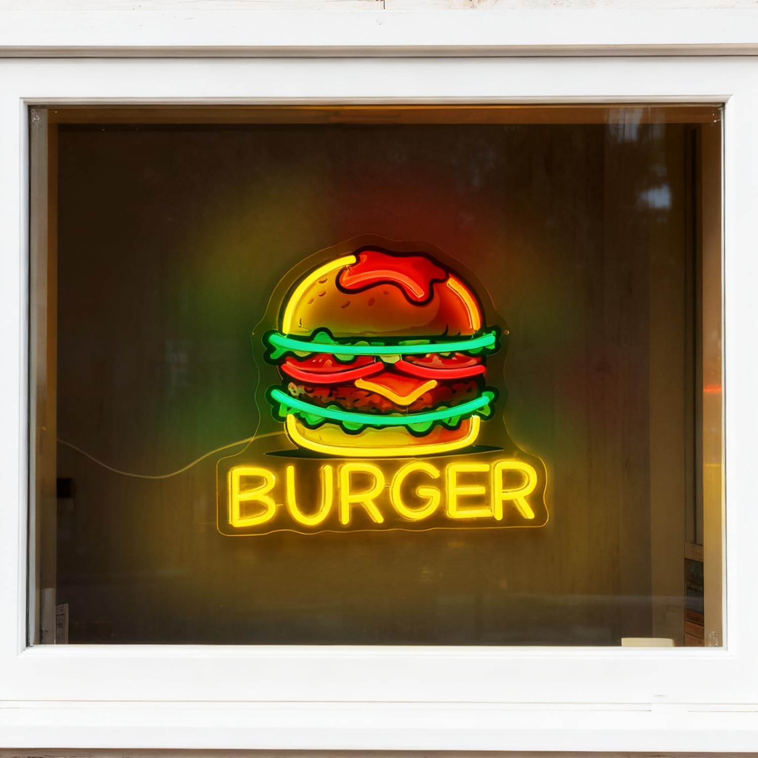 Burger Neon Sign, LED Hamburge - Fast Food With Snacks recension och pris