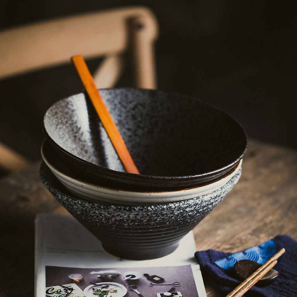 1Pcs Ceramic Ramen Bowl Black  - Food In Japanese Snacks recension och pris