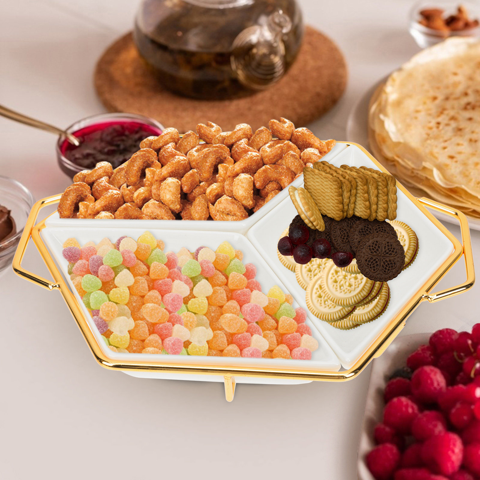 1Set Diamond Divided Snack Pla - Food And Snacks For Picnic recension och pris