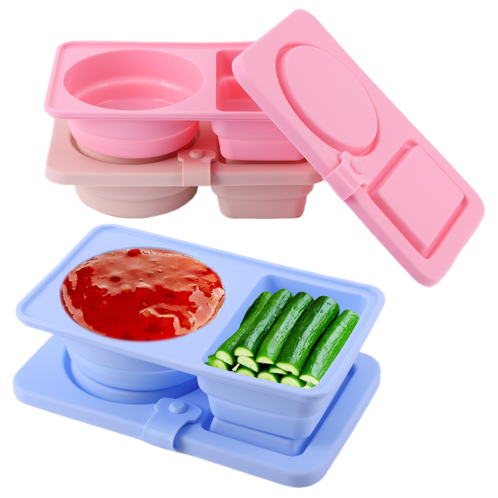 3Pcs 2 Compartment Silicone Sn - Food Snacks For Camping recension och pris