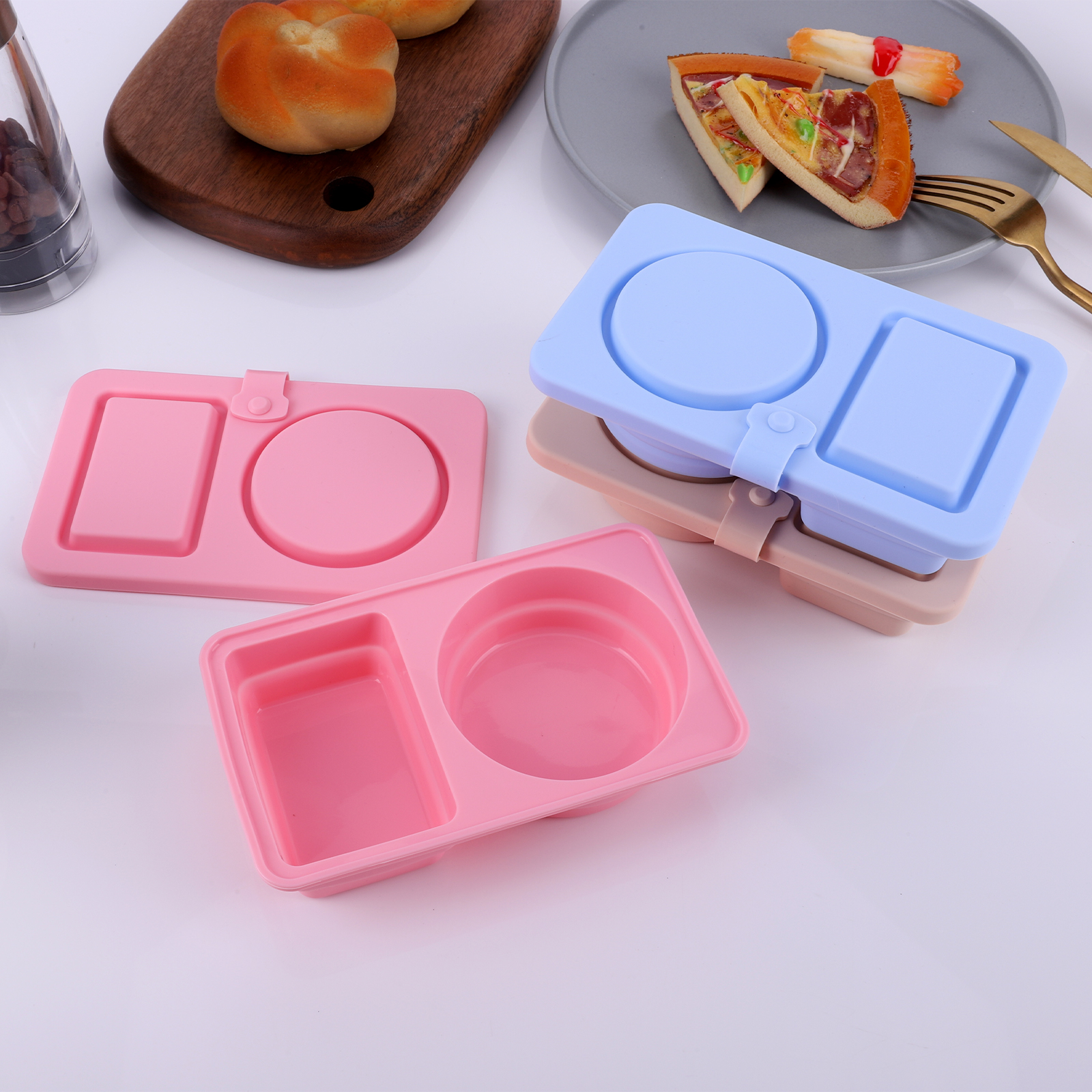 3Pcs 2 Compartment Silicone Sn - Food Snacks For Camping recension och pris