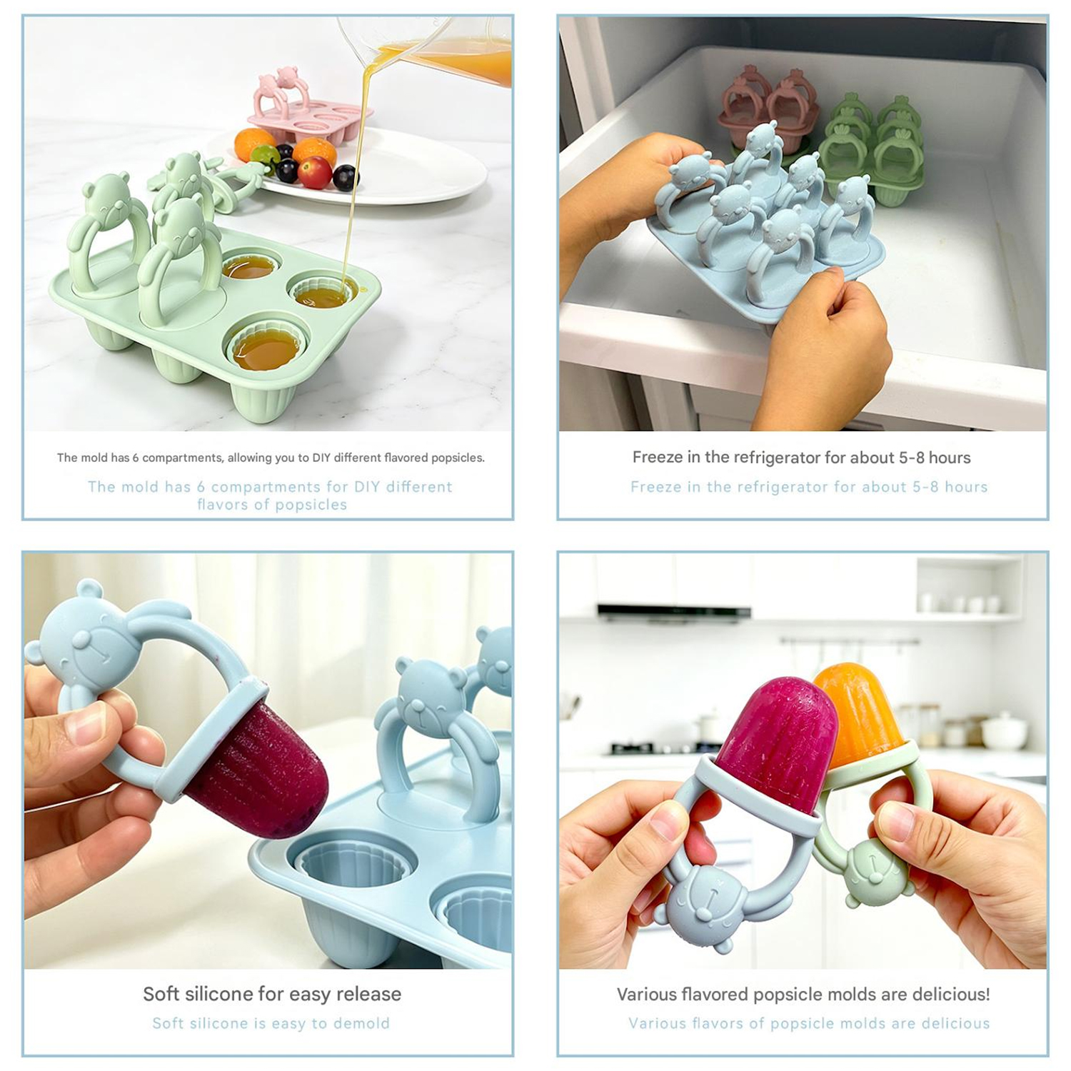 6-compartment silicone bear po - Food Snacks For 1 Year Old recension och pris